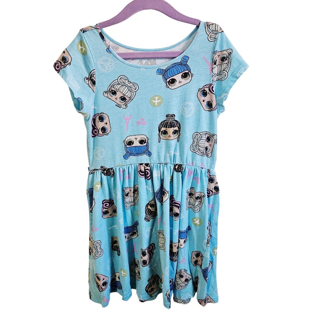 LOL Surprise Girls Size S Short Sleeve Character Dress Blue Dolls Anime Comfy